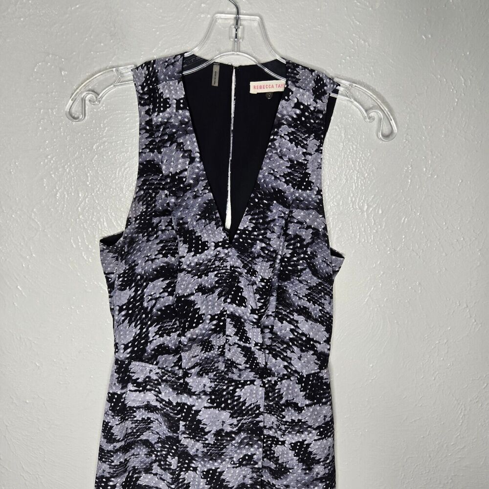 Rebecca Taylor Summer Storm Silk Printed sheath Dress Sz 2 gray black open back - Picture 4 of 10
